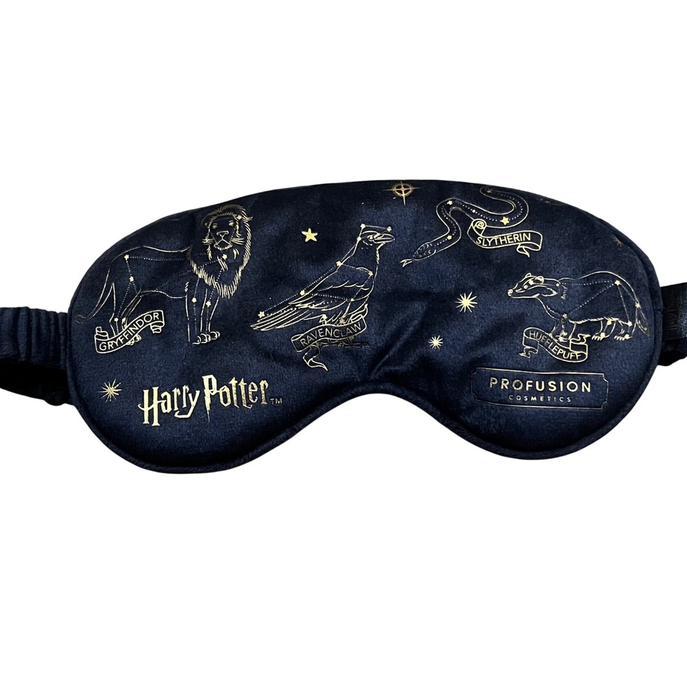 Harry Potter Profusion Cosmetics Sleep Mask Black Gold Hogwarts Houses Eye Mask